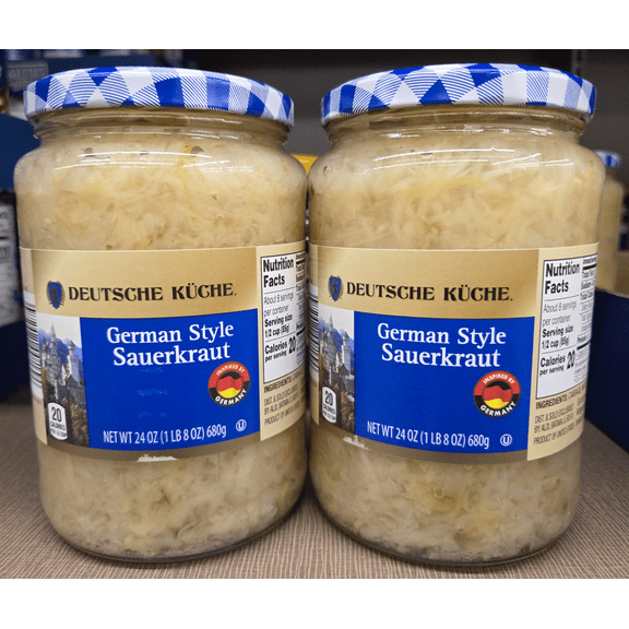 Deutsche Kuche German Style Sauerkraut 24oz 680g (2 Jars)