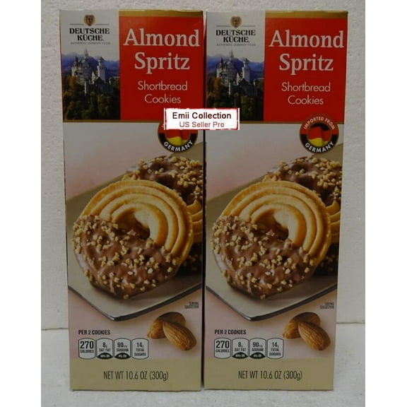 Deutsche Kuche Shortbread Cookies Almond Spritz 10.6oz 300g (2 Boxes)