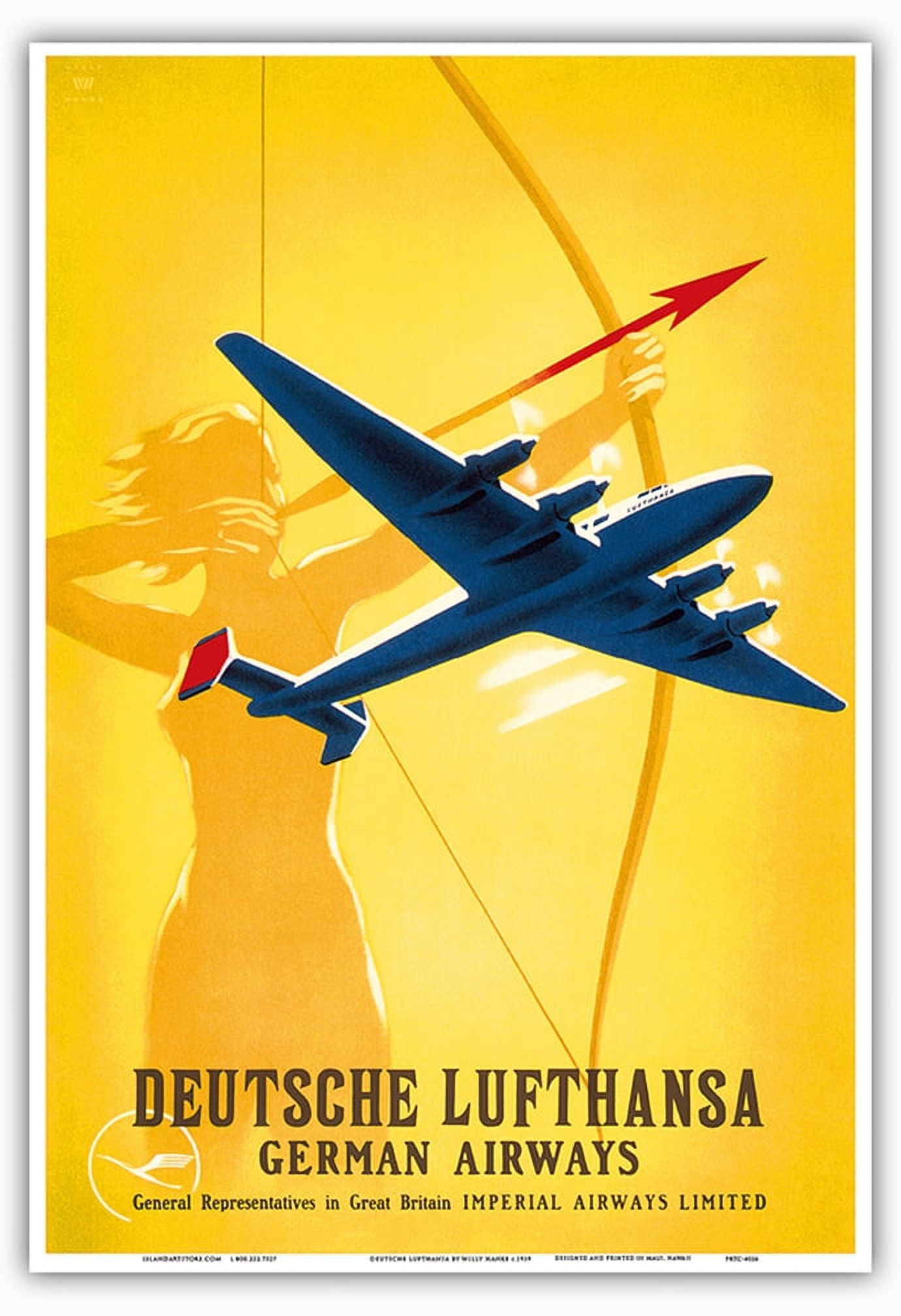 Deutsche Lufthansa German Airways - Female Archer - Vintage