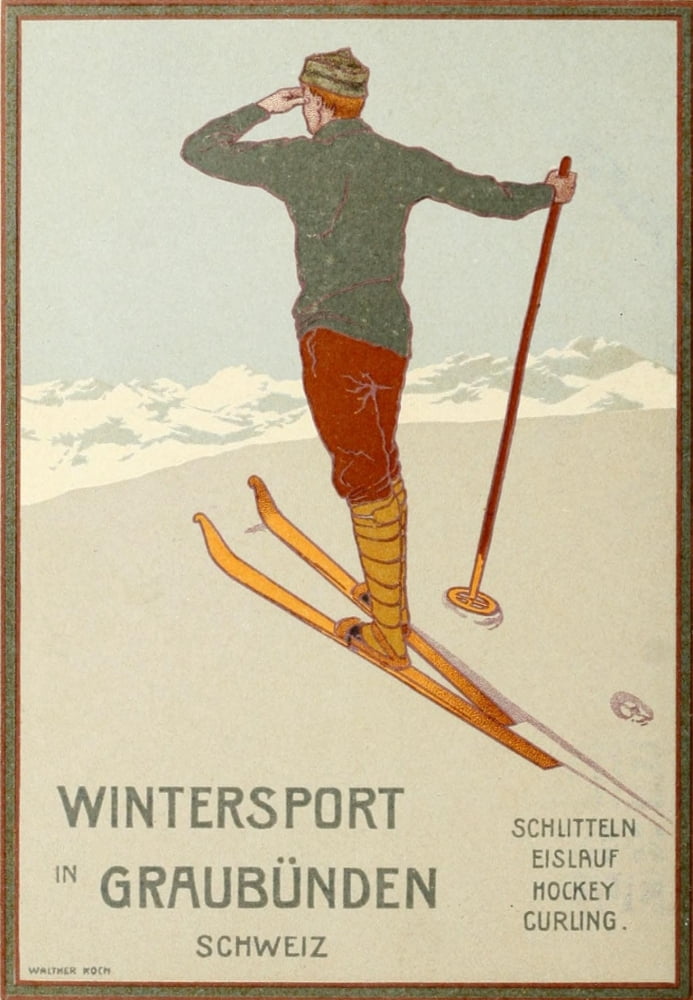 Deutsche kunst und dek 19 1906 Wintersport Canvas Art - Walter Koch (18 x 24)
