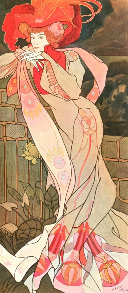 Deutsche kunst und dekoration 12 1903 Art Nouveau lady Canvas Art - Georges de Feure (18 x 24)