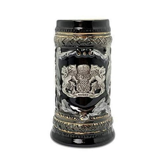 Deutschland Germany Eagle Metal Medallion Mini German Beer Stein Ceramic Shot Glass