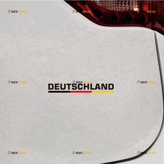 Deutschland Germany German Flag Stripes Sticker Decal Vinyl - 2 Pack Black+Tricolor 6" - For Car Boat Laptop Cup