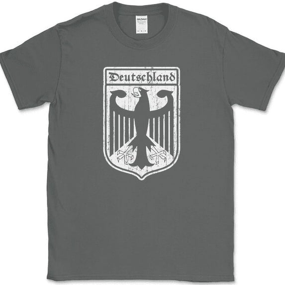 Deutschland T-Shirt Crest Germany Country Flag Pride Tee - Charcoal, 3XL