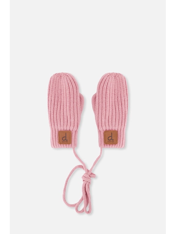 Baby Boy Baby Knit Mittens With String Pale Dusty Pink