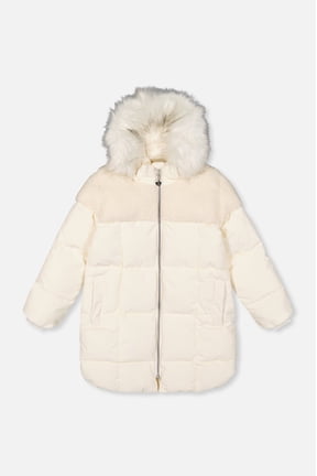 Girl Long Winter Puffer Coat Off-White