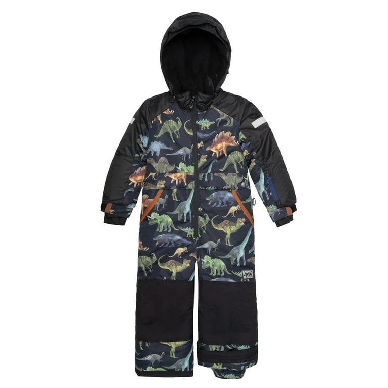 Deux par Deux One Piece Snowsuit Printed Dinosaurs Black Boy Deux par Deux One Piece Snowsuit Printed Dinosaurs Black Boy