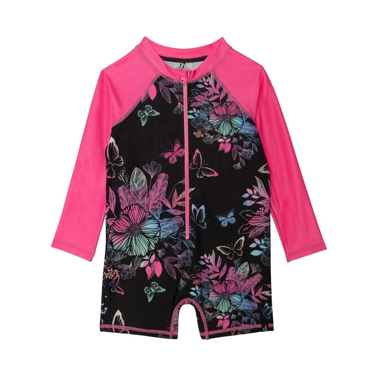 Deux Par Deux Long Sleeve One-Piece Rashgaurd - Multicoloured Butterflies Deux Par Deux Long Sleeve One-Piece Rashgaurd - Multicoloured Butterflies