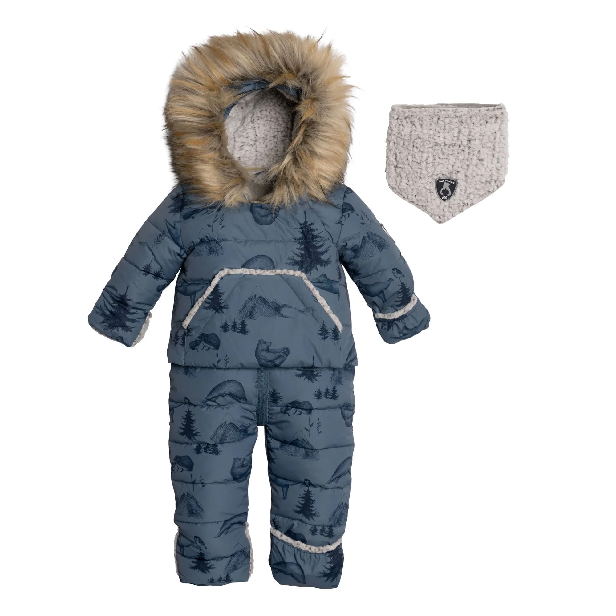 One Piece Baby Snowsuit Dusty Blue