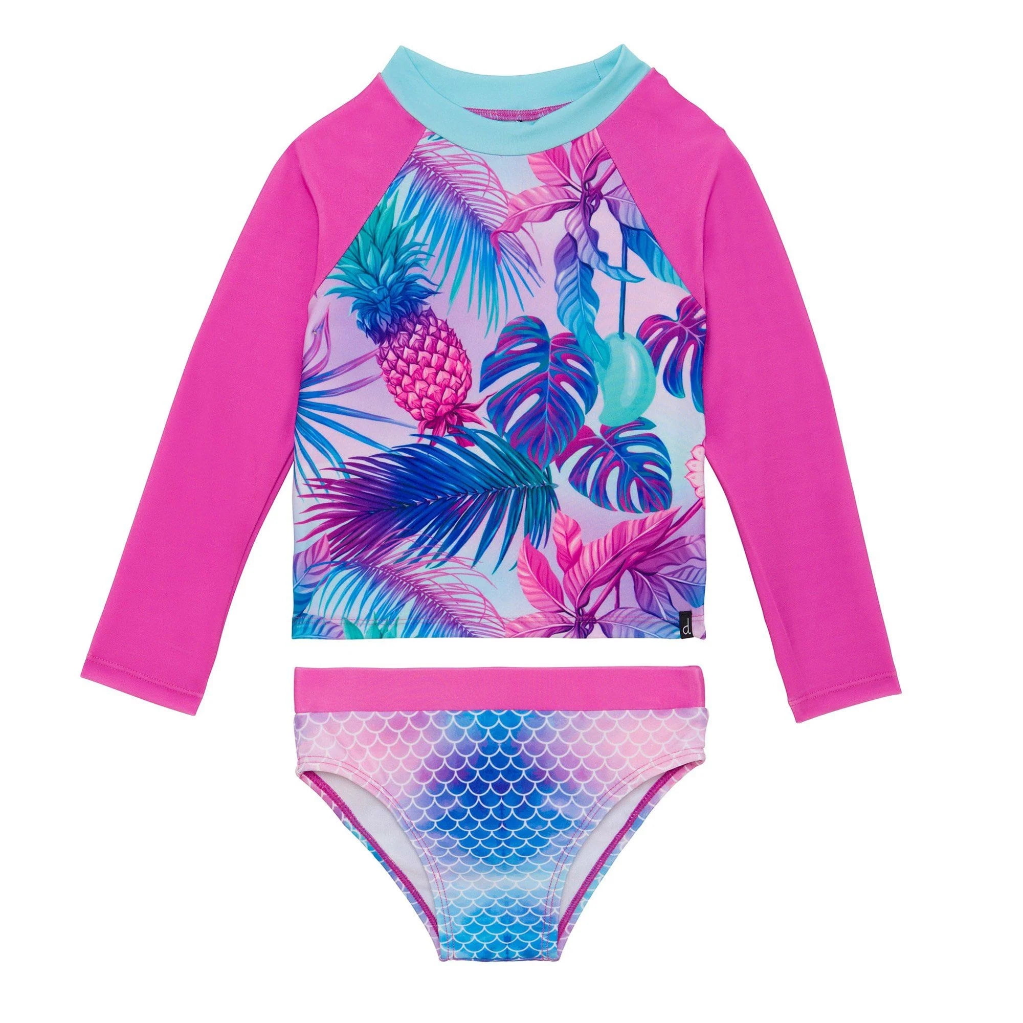 Deux Par Deux Long Sleeve One-Piece Rashgaurd - Pink Ombre Deux Par Deux Long Sleeve One-Piece Rashgaurd - Pink Ombre