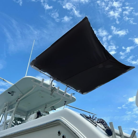 Dev Fishing 7' x 6' Duel Insert Fabric Boat Shade Canopy Top Cover 2.0 (Black)
