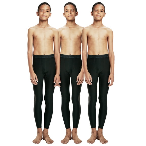 DevOps Boys Base Layers Base Layer Pants, Black, 3 Pack