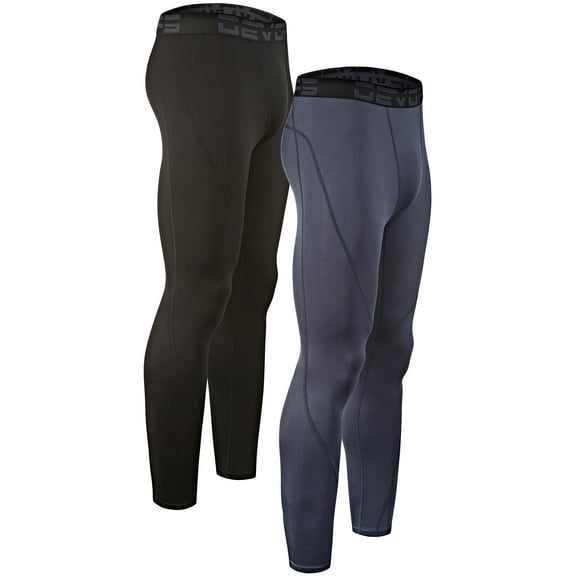 DevOps Men's Thermal Compression Pants, Athletic Leggings, 2 Pack (2X-Large)