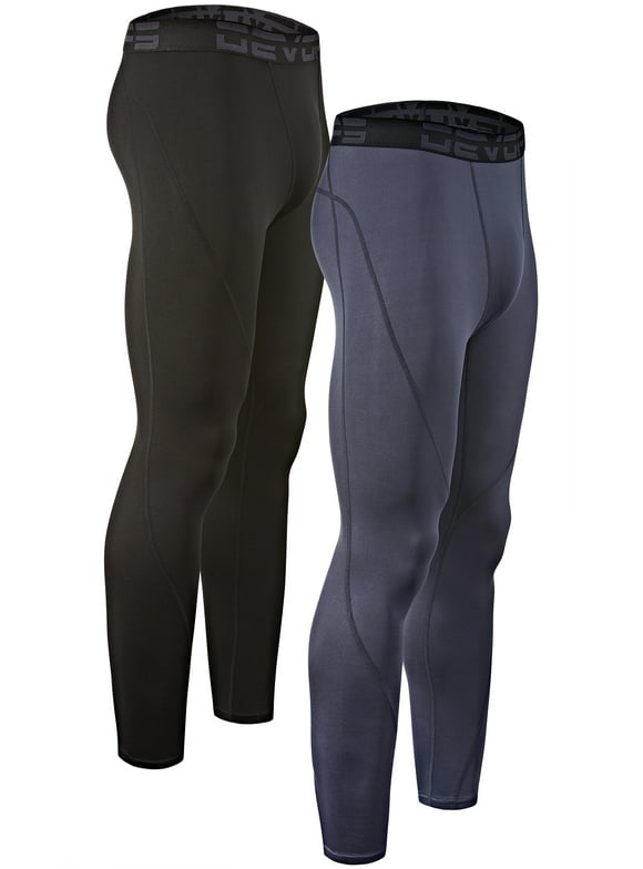 Men's Thermal Compression Pants, Athletic Leggings, 2 Pack (2X-Large)