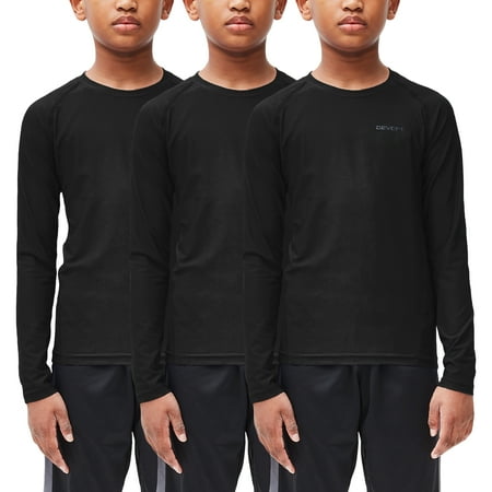 DevOps Youth Boys Compression Base Layer Long Sleeve Shirts M (Boy's) 3 Count Per Pack