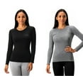 thumbnail image 1 of DevOps by DevOps Women's Micro Fleece Lined Thermal Tops, Athletic Shirts & Tops, 2 Pack (Small, Black/Heather Charcoal), 1 of 3