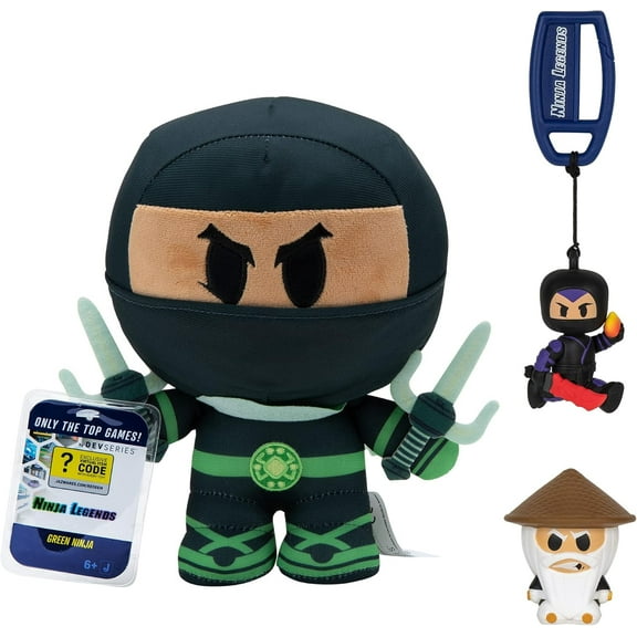 DevSeries Ninja Legends Collector Bundle - Three Exclusive Virtual Item Codes with Green Ninja Plush, Sensei Squooshems, and Skyraider Hanger