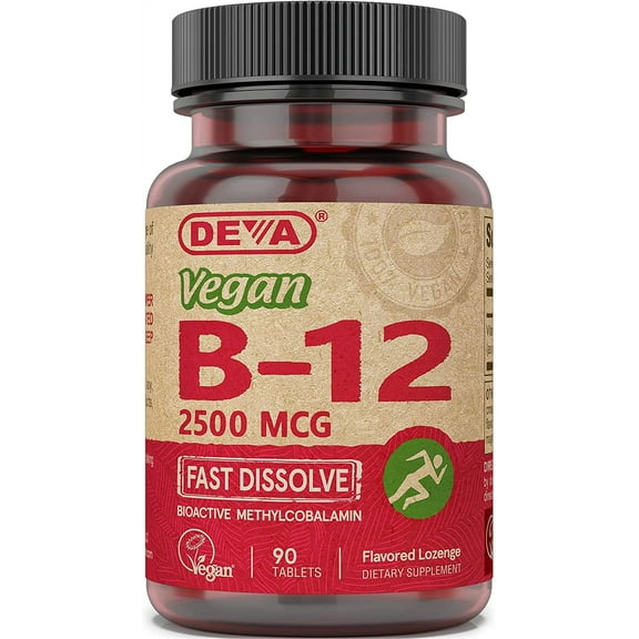 Deva Nutrition Vegan B-12 2500 mcg Sublingual Fast Dissolve Tablets, 90 ea