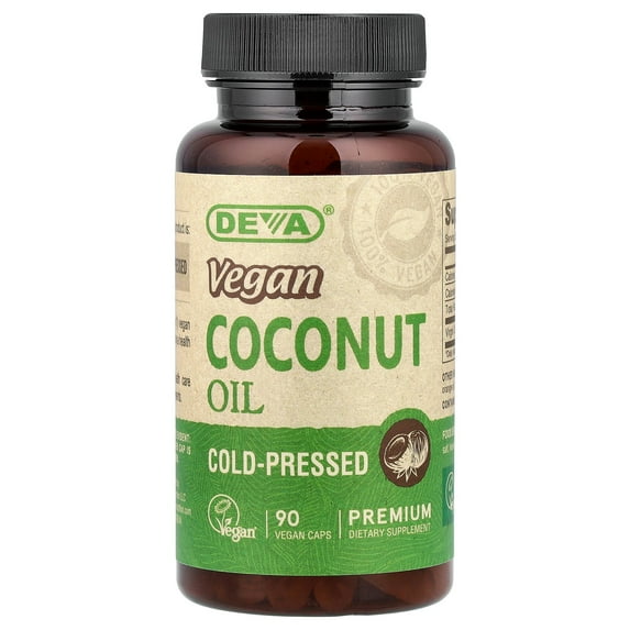 Deva Nutrition Vegan Virgin Coconut Oil Cold Pressed Not Certified Kosher - 90 Vegan Capsules