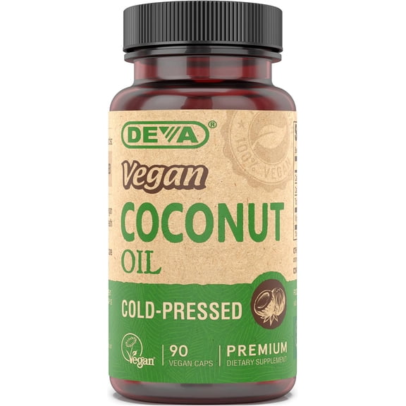 Deva Nutrition Vegan Virgin Coconut Oil Cold Pressed Not Certified Kosher - 90 Vegan Capsules