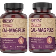 DEVA Vegan Calcium Magnesium Supplement 2-Pack, Plus Zinc, Vitamins C, D & K, Boron, 90 Tablets Each