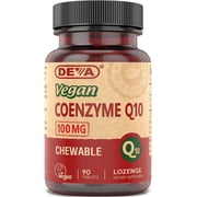 DEVA Vegan Vitamins Coenzyme Q10 100mg - Potent & Affordable in One Bottle - Chewable, 90 Tablets, Pack of 1
