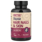 Deva Vegan Hair Nails & Skin with Biotin, 90 Tablets