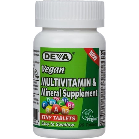 Deva Vegan Multivitamin, Mineral Supplement, Tiny Tablets, 90 Count Bottle 6 Pack