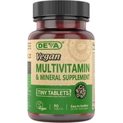 DEVA Vegan Multivitamin for Women & Men with Iron, Vitamin C, E, B Complex Vitamins, Zinc, 90 Tiny Tablets