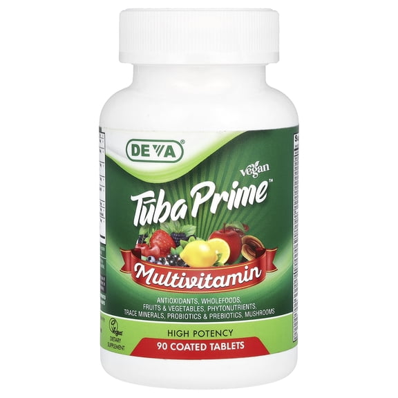 Deva Vegan Tuba Prime, Multivitamin, High Potency, 90 Coated Tablets