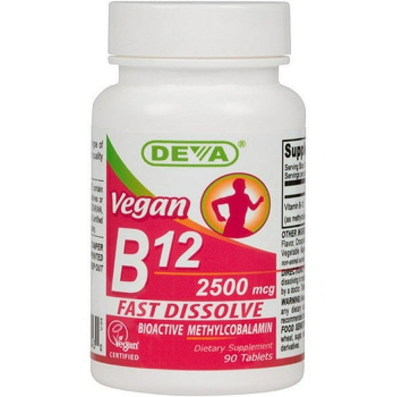 Deva Vegan Vitamin B-12 Fast Dissolve Lozenges 90 Tablets (2 Pack)