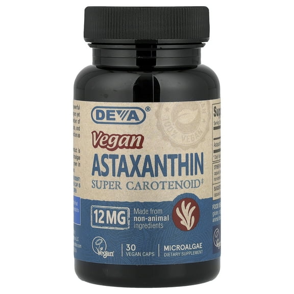 Deva Vegan Astaxanthin, Super Carotenoid, 12 mg, 30 Vegan Caps