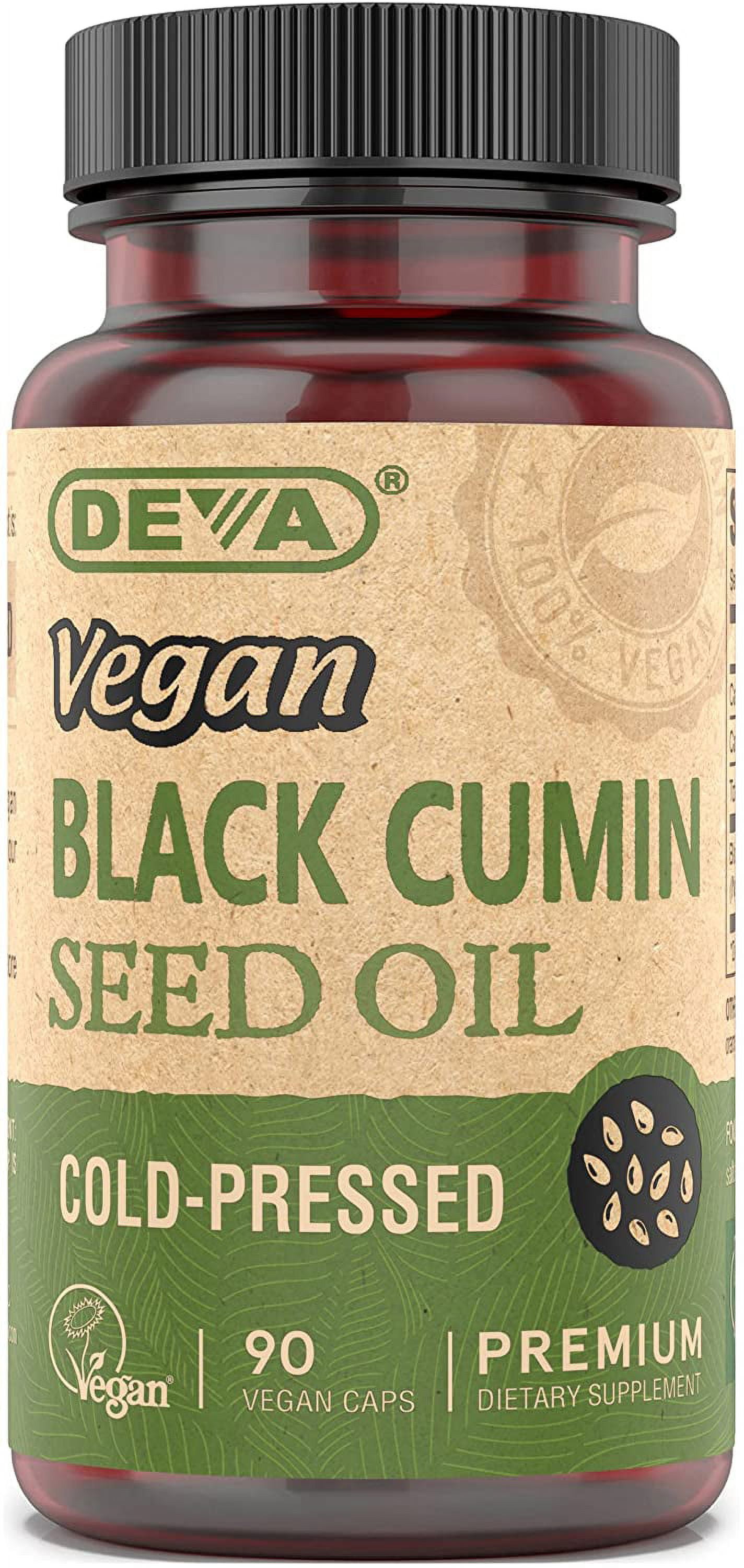 Deva Nutrition Premium Cold Pressed Vegan Black Cumin Seed Oil Capsules, 90 Ea