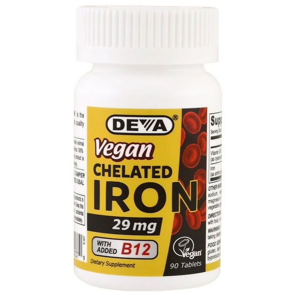 Deva Vegan Vitamins Chelated Iron - 29 Mg - 90 Tablets