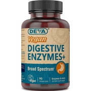 DEVA Vegan Vitamins Digestive Enzymes Plus Supplement - A Unique Blend of Enzymes & Herbs - 90 Capsules, 1-Pack