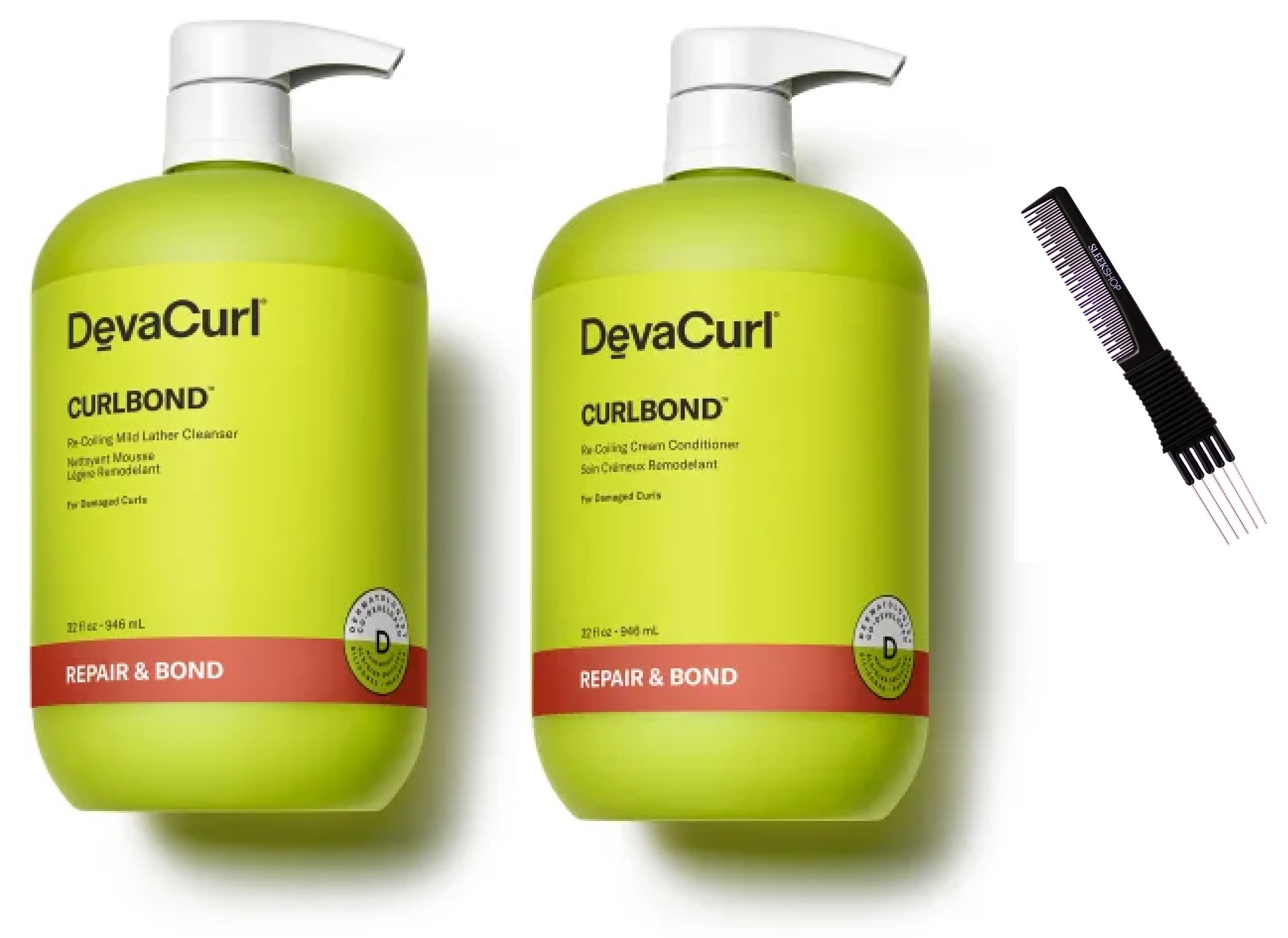 DevaCurl CURLBOND ReCoiling MildLather Cleanser Shampoo & Cream Conditioner, Curl Bond DUO Set