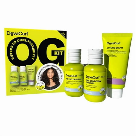 Devacurl The OG Kit, Hair Conditioners, Shampoo, and Hair Cream, 3 Piece