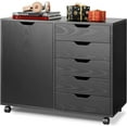 thumbnail image 1 of Devaise Rolling 5 Drawer Storage Cabinet, Black, 1 of 13