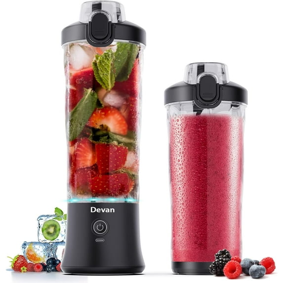 Devan 270 W 20 oz Battery Powered Blender, Black (2 COunt)