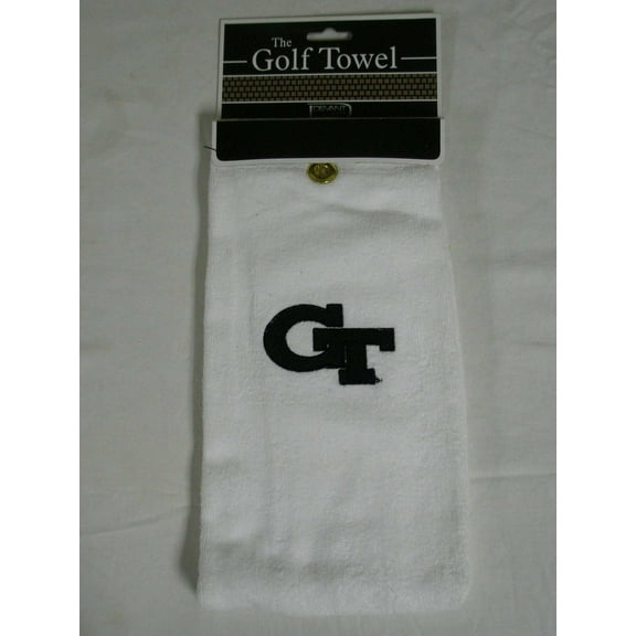 Devant Collegiate Golf Towel (GT Yellow Jackets) White Tri-Fold NEW