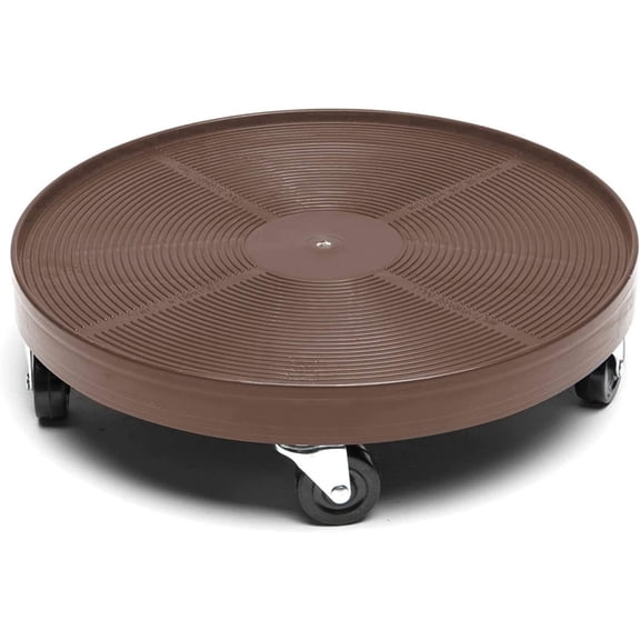 16" Rolling Plant Caddy with Wheels, Heavy Duty Plant Pot Stand with Casters & Locking Wheel, Indoor Outdoor Planter Base for Pots, Round Plant Tray, Espresso Brown