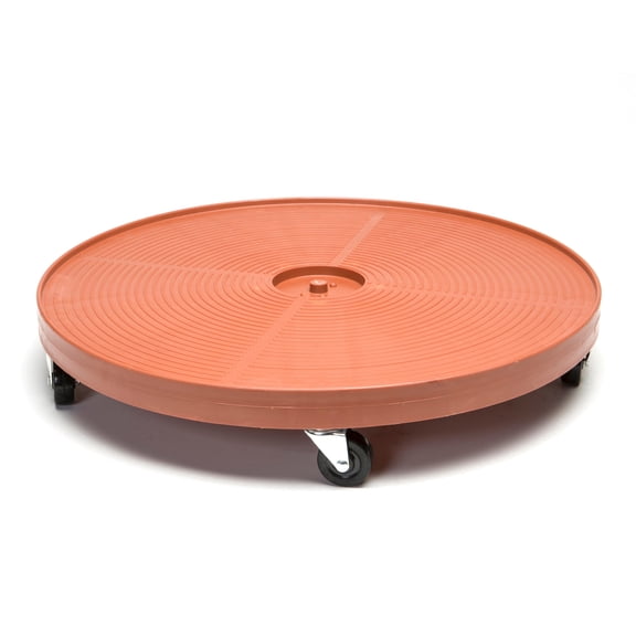 DeVault 23.5" Terracotta Round Rolling Plant Caddy, Heavy Duty Plant Pot Stand with Wheels, Casters & Locking Wheel, Indoor Outdoor Planter Base