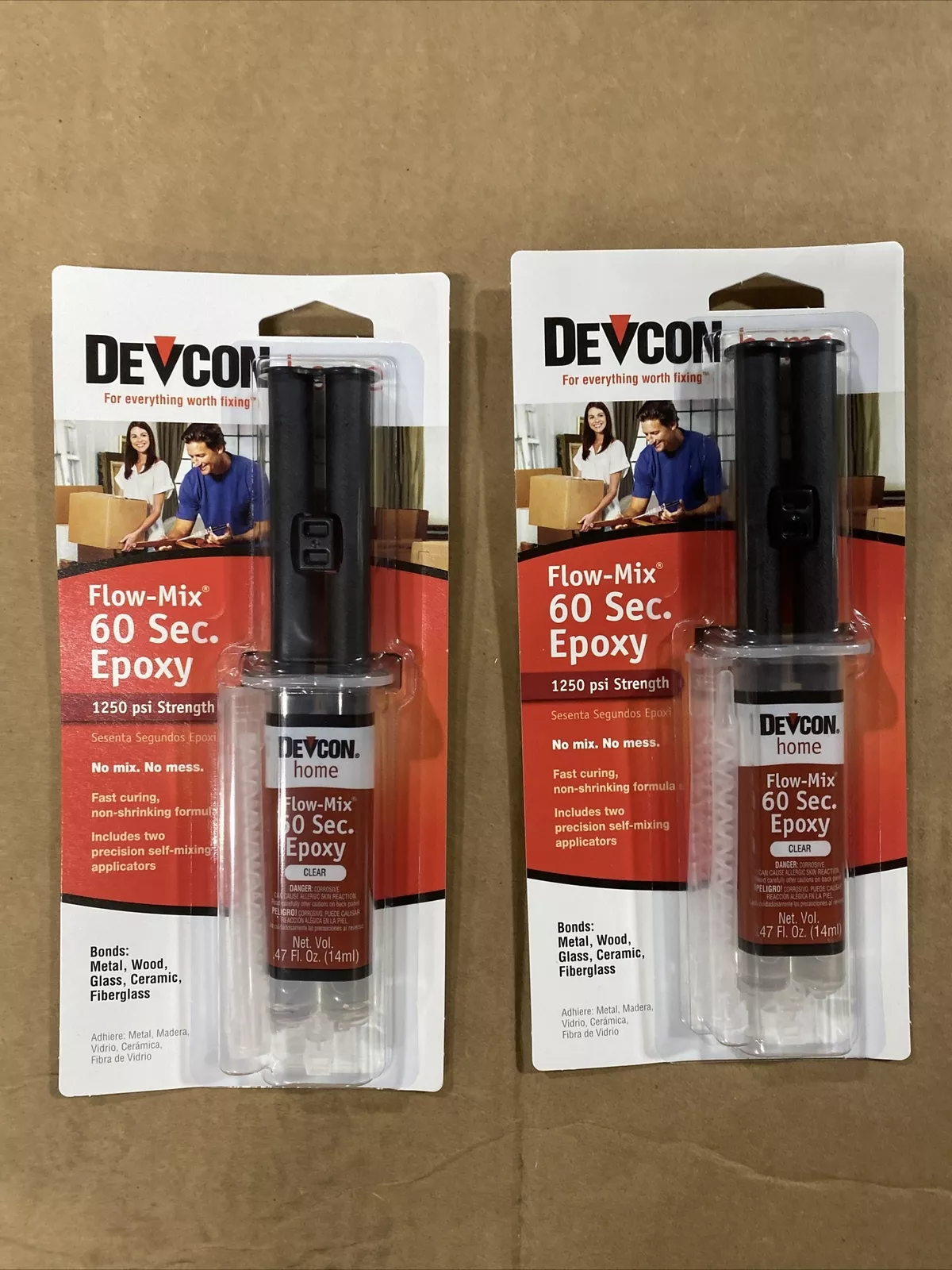 Devcon Flow-Mix 60 Second Epoxy 1250 Psi Lot Of 2