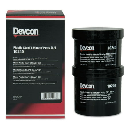 Devcon Putty, 1 lb Container Size, Can, Plastic Steel, Dark Gray 10240