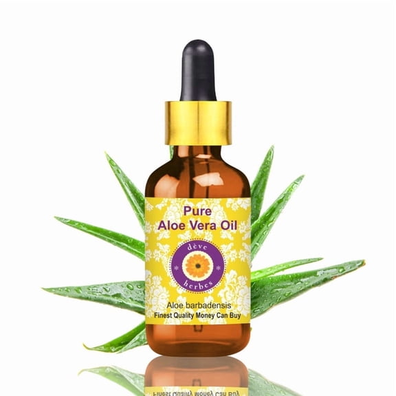 Deve Herbes Aloe Vera Oil (Aloe barbadensis) - 10ml (0.33 FL Oz ) - 100% Natural Oil - for Soothing Skin Care & External Use - with Dropper