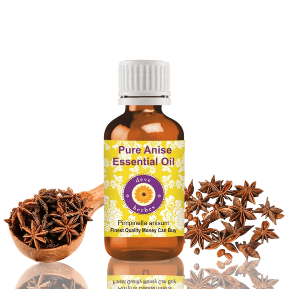 Deve Herbes Anise Essential Oil (Pimpinella Anisum) - 0.33 Fl Oz (10ml) - 100% Natural Anise Oil - for Aromatherapy, Sweet Aroma & Blends - without Dropper