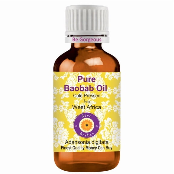 Deve Herbes Baobab Oil (Adansonia digitata) - 10ml (0.33 FL Oz ) - 100% Natural Cold Pressed Oil - for Dry Hair Care, Skin Nourishment & External Use - without Dropper