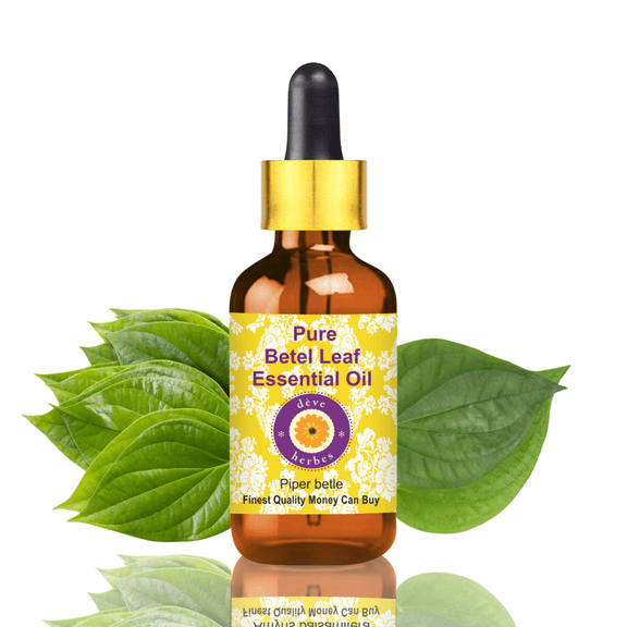 Deve Herbes Betel Leaf Essential Oil (Piper Betle) - 0.33 Fl Oz (10ml) - 100% Natural Betel Leaf Oil - for Massage, Herbal Blends & Aromatherapy - with Dropper