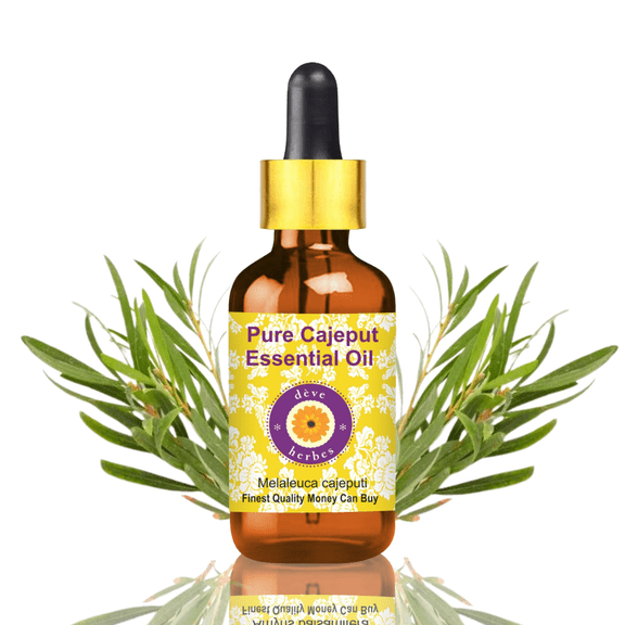 Deve Herbes Cajeput Essential Oil (Melaleuca Cajeputi) - 0.33 Fl Oz (10ml) - 100% Natural Cajeput Oil - for Steam Inhalation, Massage & Aromatherapy - with Dropper