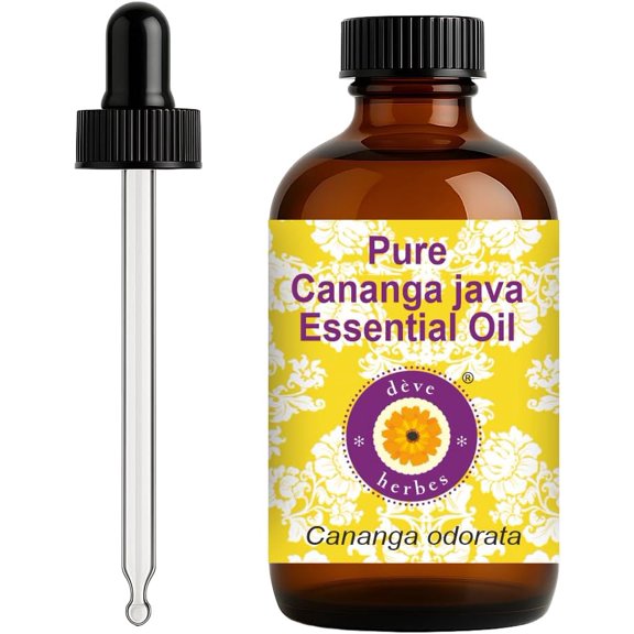 Deve Herbes Cananga Java Essential Oil (Cananga odorata) - 4.05 fl oz (120ml) - 100% Natural Cananga Java Oil - for Perfumery, Aromatherapy, Blends & External Use - with Dropper